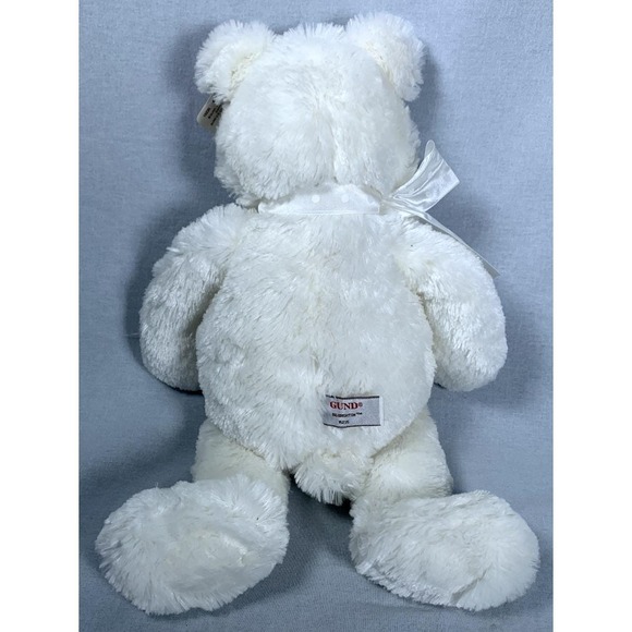 Gotta Getta Gund Big Brighton 16" White Plush Stuffed Teddy Bear w/ Ribbon 15235 - Picture 5 of 7